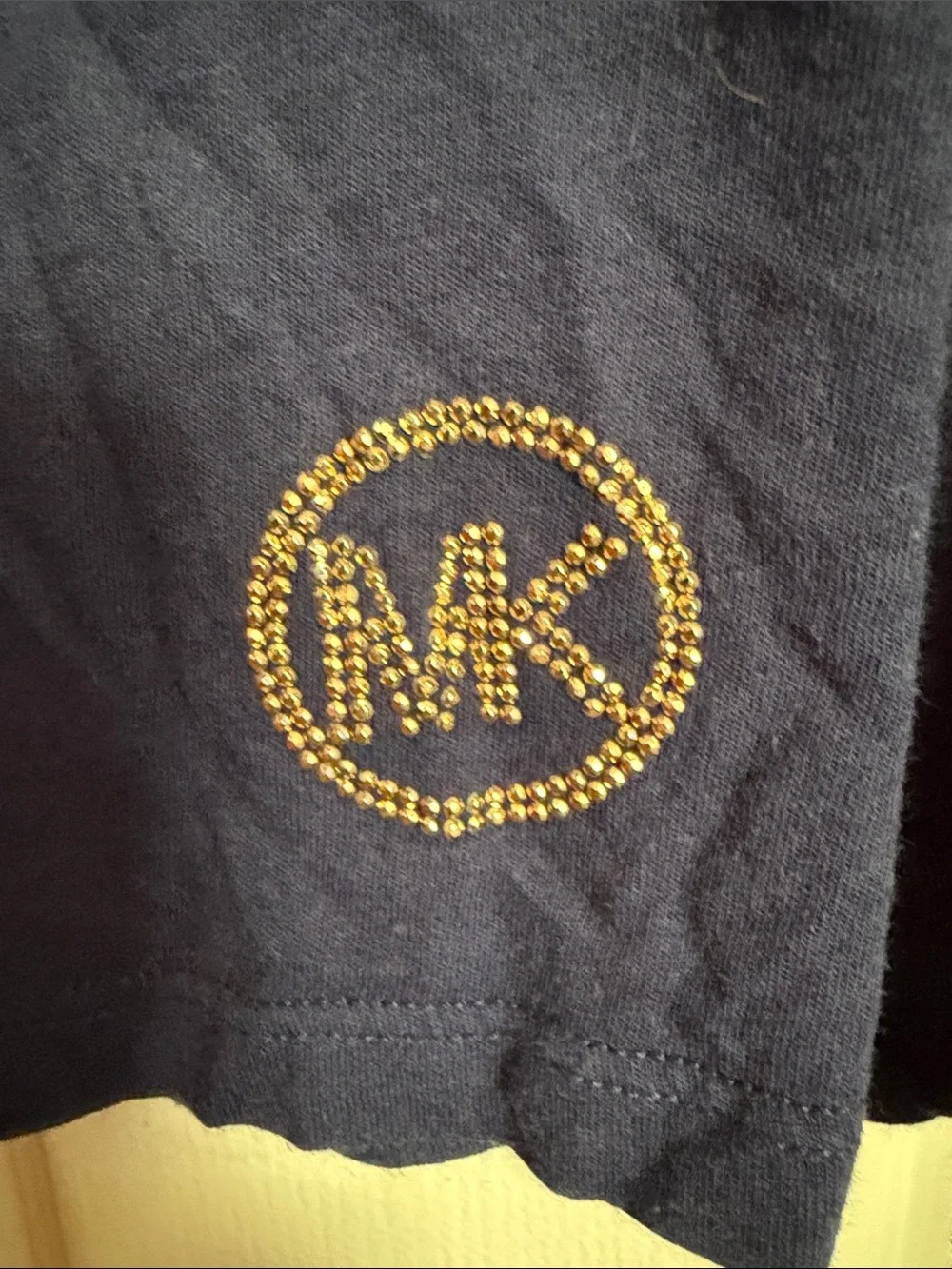 Michael Kors Navy Long-Sleeve Lace-Up Shoulder Top
